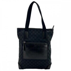 Gucci Tote Handbag Shoulder GG 019/0481 Black Silver Hardware